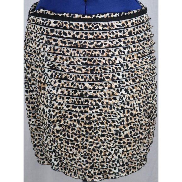 Calvin Klein Skirt Women's Size 8 Animal Print Cheetah Ruffled Hidden Zipper VTG - Picture 7 of 9